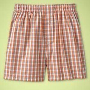 Orange and White Hanes Tagless Plaid Boxers
